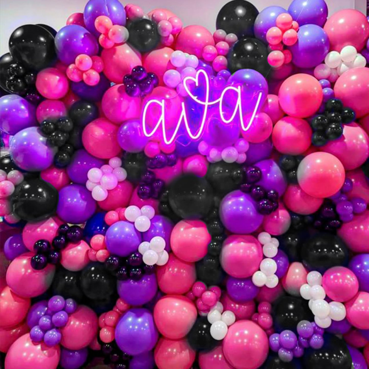 Paready Balloon Arch Kit - 125 Pcs Hot Pink & Purple Garland - Rubber Party Balloons for Kids Birthday, Baby Shower, Wedding