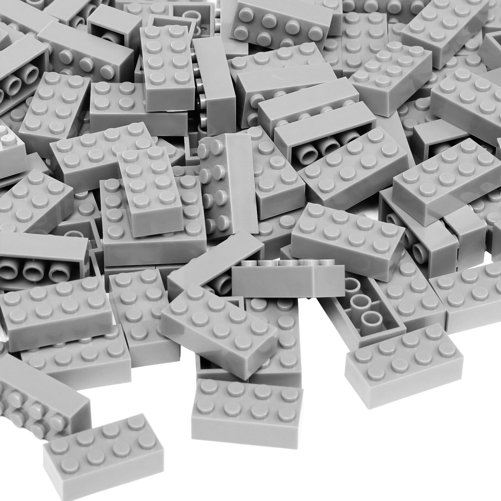 Unirolic Classic Building Bricks, 100 Piece 2X4 Building Blocks Stem Creative Building Toys Compatible With All Major Brands, Moc Building Bricks Diy Play Set For Kids(Light Grey)
