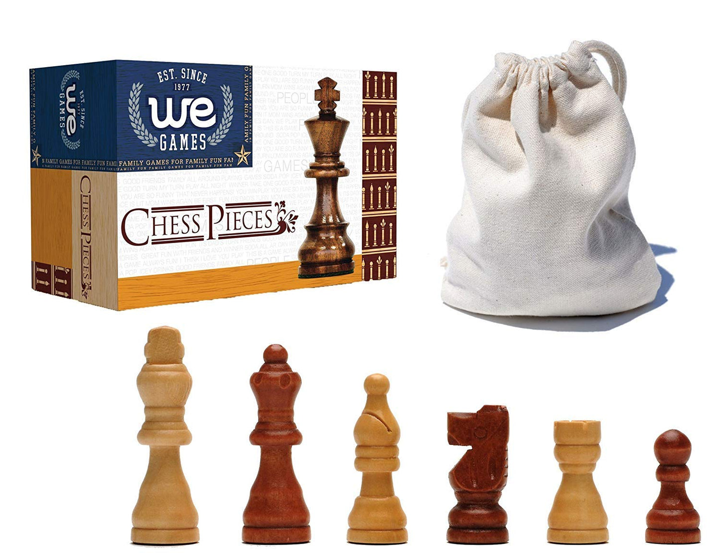 We Games French Staunton Wood Chessmen With 2.5 Inch King