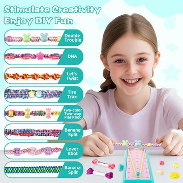 Friendship Bracelet Making Kit Toys for Girls, DIY Arts and Crafts for Kids Ages 8-12, Jewelry String Bracelets Maker Kit, Chris