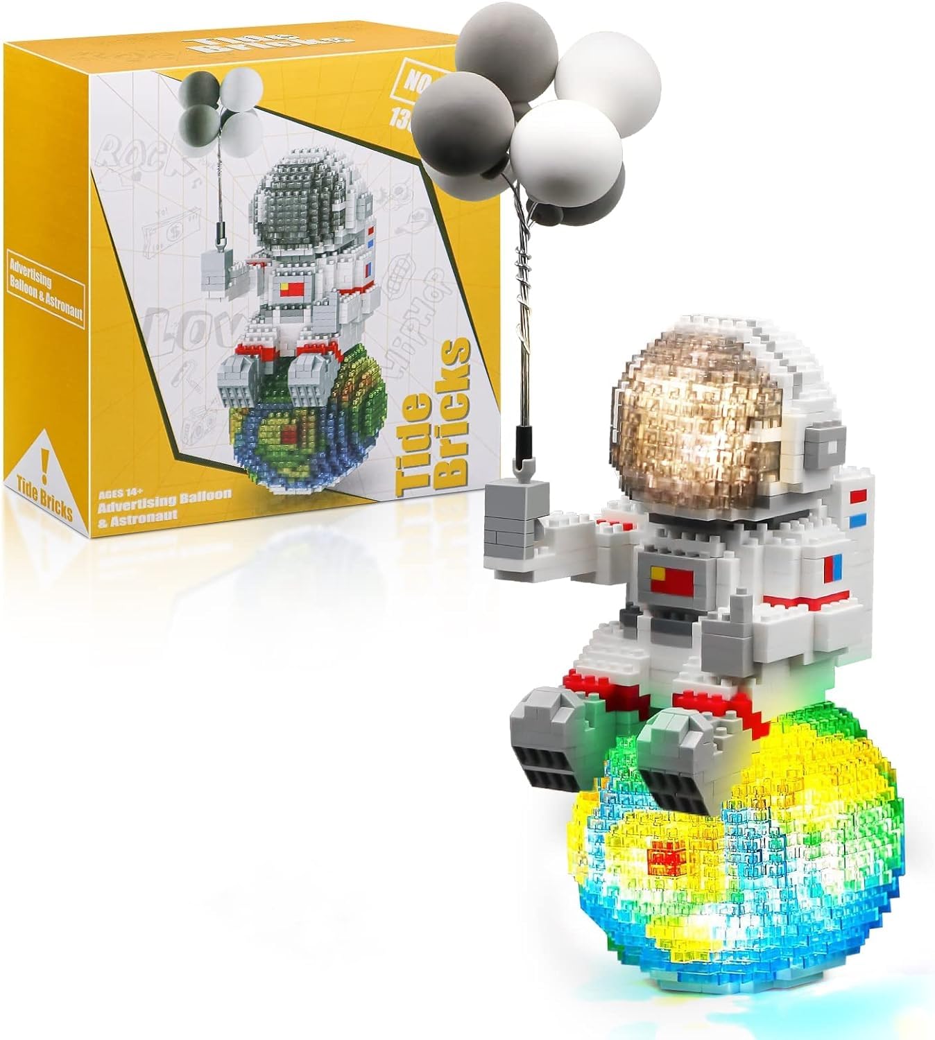 Finger Rock Astronaut Mini Bricks Miniature Building Set Micro Building Kits for Adults and Kids 12-15 Space Toys with Balloons 