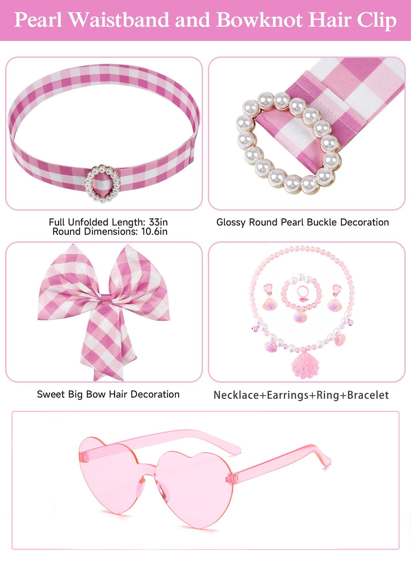 Mssmile-Fankid Girls Pink Costume Strap Dress Girls Pink Movie Cosplay Halloween Party Favors Outfit Clothes(6-7Year/120Cm,Kid-2)