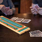 Funpeny Traditional Wooden Cribbage Board Game Set, 3-Track Color Coded With Metal Pegs And Deck Of Playing Cards