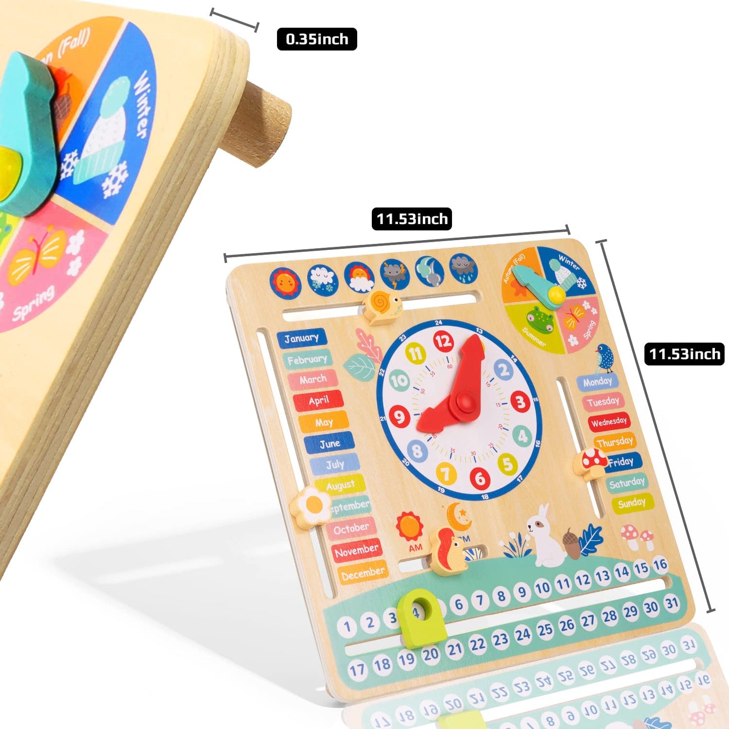 Tookyland Montessori Educational Wooden Learning Toys Kids Daily Calendar My Calendar Clock Wooden Toys Gifts For Toddler Kids A