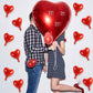 TONIFUL 30Pcs 10 Inch Red Heart Balloons Valentines Day Heart Shape Foil Mylar Balloons Decoration for Romantic Valentines Day
