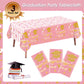 Graduation Tablecloth Party Decorations 2024,3 Pack Pink Large Size 54''X108'' Congrats Grad Disposable Rectangle Table Covers P