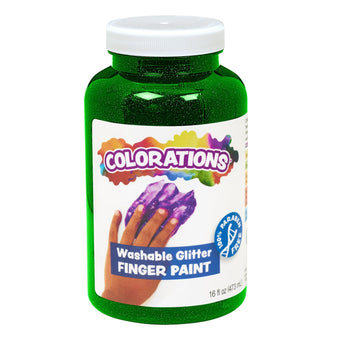 Colorations® Green Washable Glitter Finger Paint, 16Oz, Paint, Washable Finger Paint, Washable Finger Paint For Younger Kids & Toddlers, Non-Toxic And Washable, Great Sensory Paint Experience