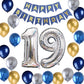19Th Birthday Party Decoration For Boys, Birthday Banner Blue Number 19 Birthday Balloons Metallic Silver Blue Gold Latex Balloo