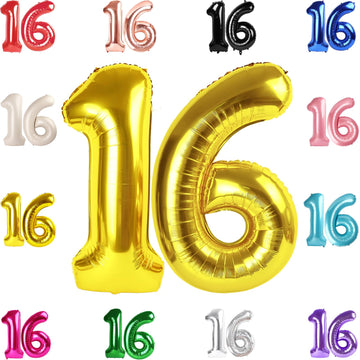 16 Balloon Number, Gold Number 16Th Birthday Balloons 40 Inch, Sweet Sweet 16 Years Old Gold Birthday Decorations For Boys Girls