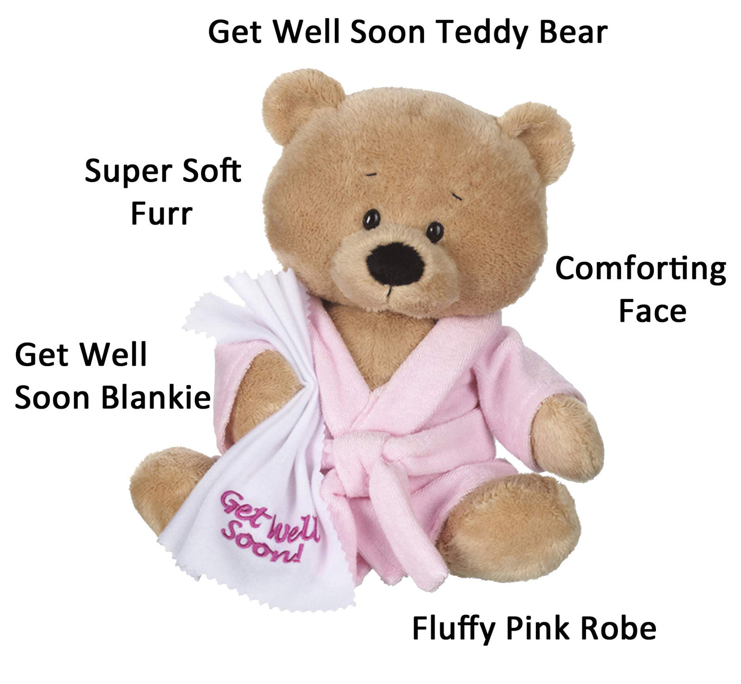 Ganz 10.5' Get Well Teddy With Pink Robe Plush