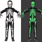 Sicypoty Kids Skeleton Costume Glow In The Dark Halloween Bone Bodysuit With Skeleton Hood Mask Black 8-10Years