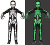 Sicypoty Kids Skeleton Costume Glow In The Dark Halloween Bone Bodysuit With Skeleton Hood Mask Black 8-10Years
