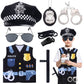 Keymall Kids Police Costume Set-7 Pcs Police Officer Dress Up For Boys-Hat,Vest, Badge,Whistle,Sunglasses,Handcuff,Baton (Set B)