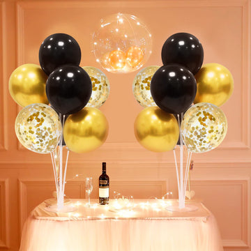 Zjdhpty Black And Gold Balloon Stand Centerpiece Table Decorations Black And Gold Party Decorations For Birthday Wedding Retirem