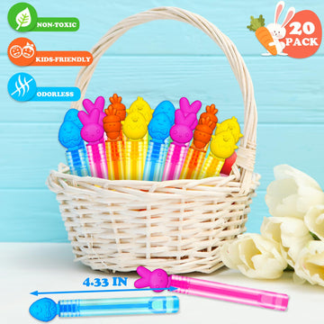 20 Pack Easter Mini Bubbles Wands Toys Gifts For Toddlers, Small Stuff Party Favors For Kids Easter Basket, Non Candy Goodie Gif