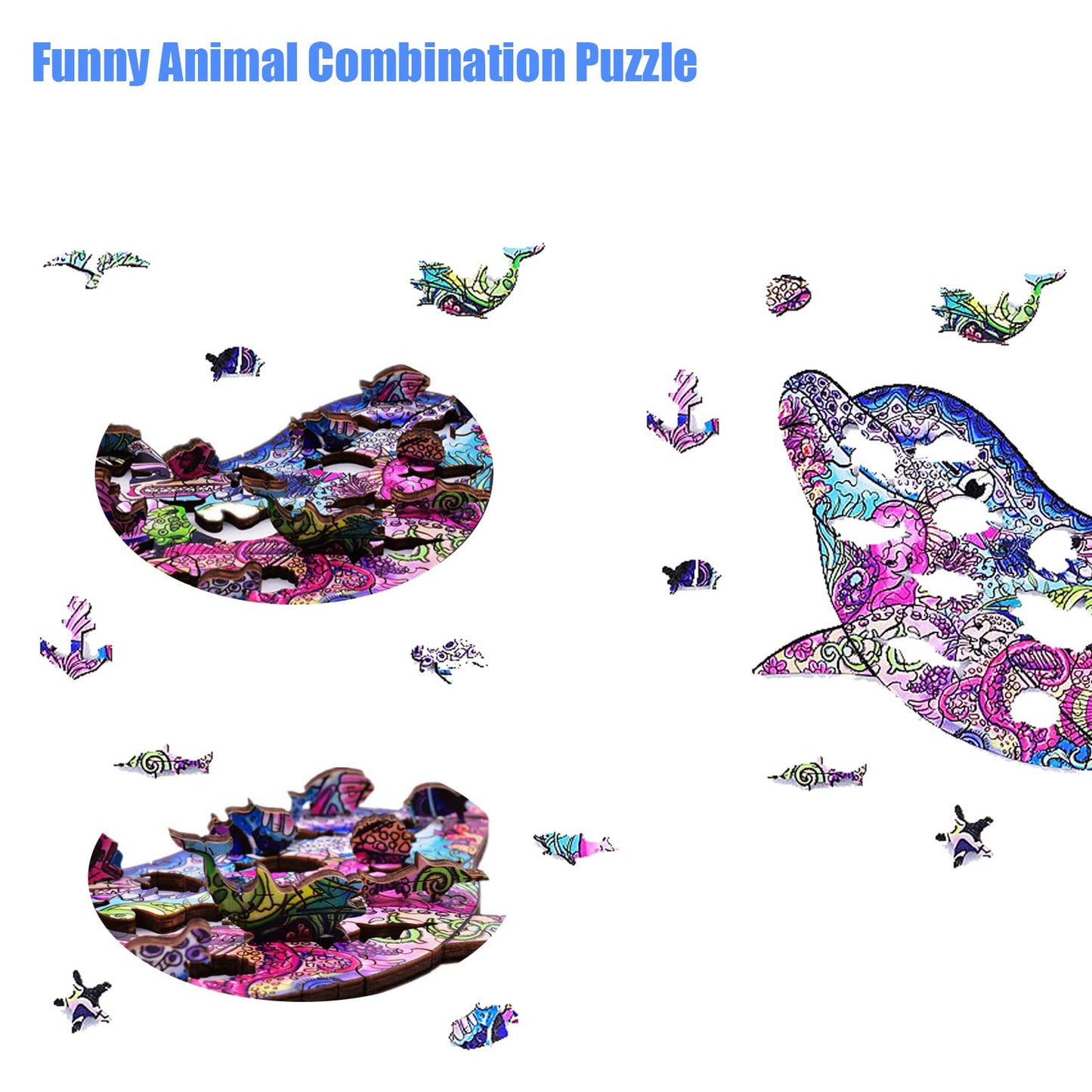 Wentufin - 200 Pieces Wooden Jigsaw Puzzles For Adults Large Size Wood Cut Puzzles Dolphins Wooden Jigsaw Puzzles Gift For Chris