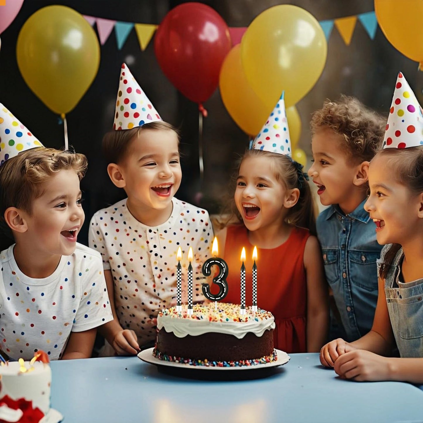 13 Pcs Racing Cars Themed Birthday Candles - 1 to 9 Number Candle & Black and White Checkered Candles, Truck Candle Cake Topper