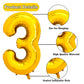Pigetale 40 Inch Gold Large Numbers Balloons 0-9, Giant Jumbo Digit 3 Helium Balloons For 3Rd Girls Kids, Self Inflating Foil My