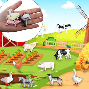 Ruson 12 Pcs Farm Animals Figures Toys, Realistic Mini Farm Barn Animal Figurines Cake Topper Toy Set Christmas Birthday Easter Egg Gift Party Supplies For Kids Toddlers