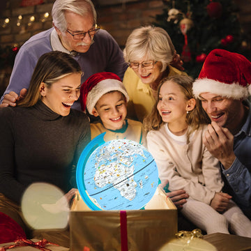 Jowhol Illuminated Globe For Children With Animals Illustrations Easy To Read - 8'' Small World Globe For Kids Learning Geograph