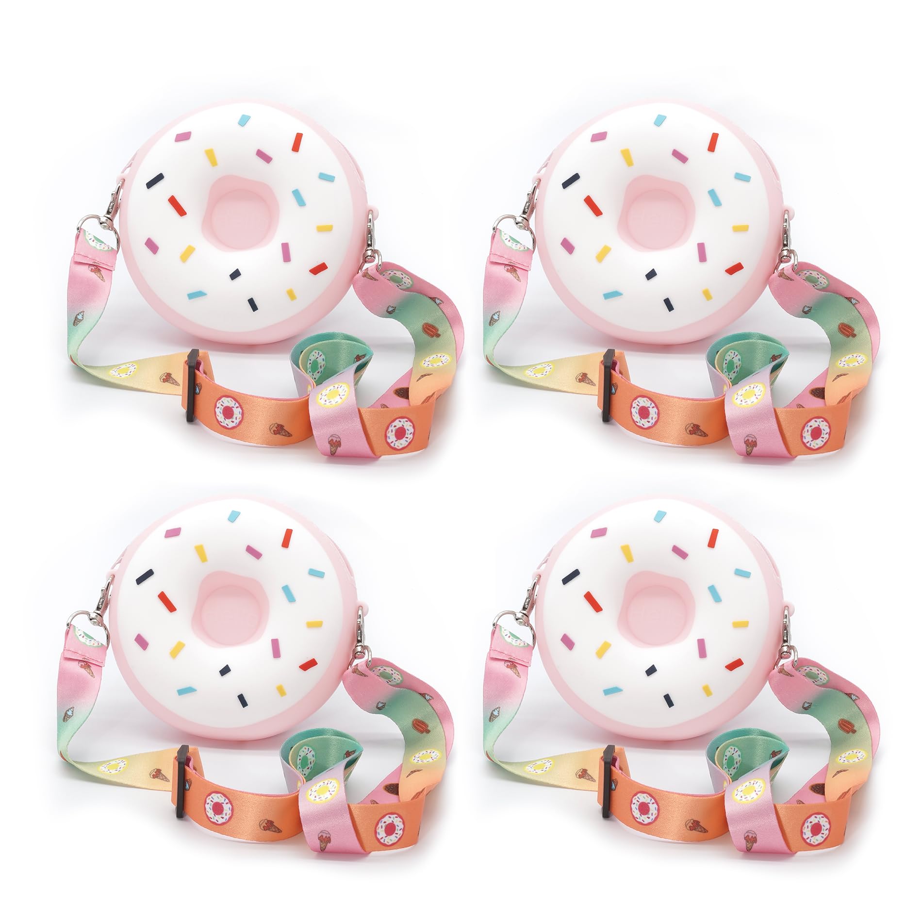 CONTRACONTACT Set of 4 Sweet Kids Purse Donut bags in pink in individual gift boxes, Donuts Purses as Kids Toys & first little h