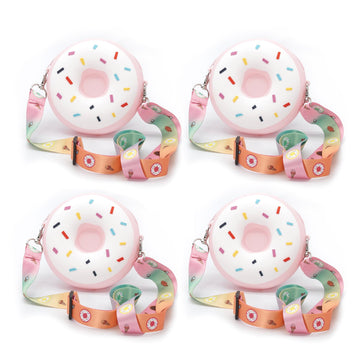 CONTRACONTACT Set of 4 Sweet Kids Purse Donut bags in pink in individual gift boxes, Donuts Purses as Kids Toys & first little h