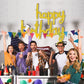Toniful Gold Happy Birthday Balloons Banner, 16 Inch Mylar Foil Script/Cursive Letters Birthday Sign Banner Balloon Reusable Mat