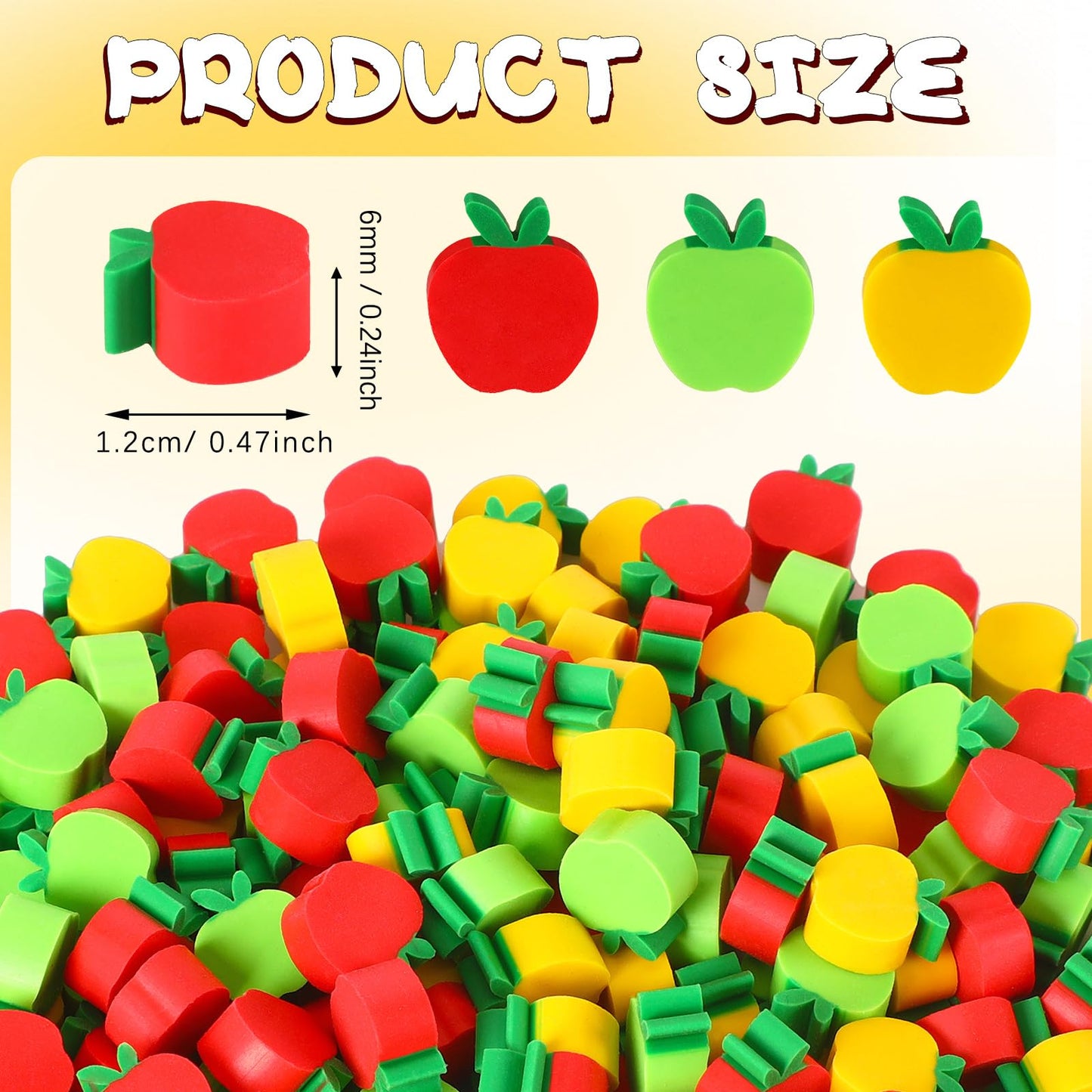 JUNEBRUSHS 150pcs Apples Erasers for Kids Bulk, Welcome Back to School Gifts Mini Apples Erasers for First Day of School Teacher