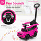 Honey Joy Push Cars For Toddlers, Mercedes Benz Kids Toy Car W/Push Handle & Detachable Guardrail, Horn & Engine Sound, Seat Storage, Foot-To-Floor Ride On Push Car For Boys Girls(Pink)