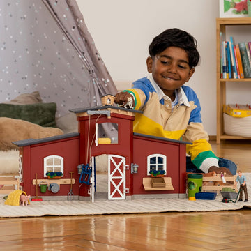 Schleich Farm World Animal Farm Playset With Figurine And Accessories - 92Pc Kids Animal Farm Playset With Cow, Horse, Pig, Bull, And Accessories For Boys And Girls, Gift For Kids Age 3+, Red