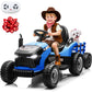 JORFLY 24V Kids Ride On Tractor w/400W Motors, 2-in-1 Power Tractor Wheels w/Remote Control, Tiltable & Detachable Trailer, Adju
