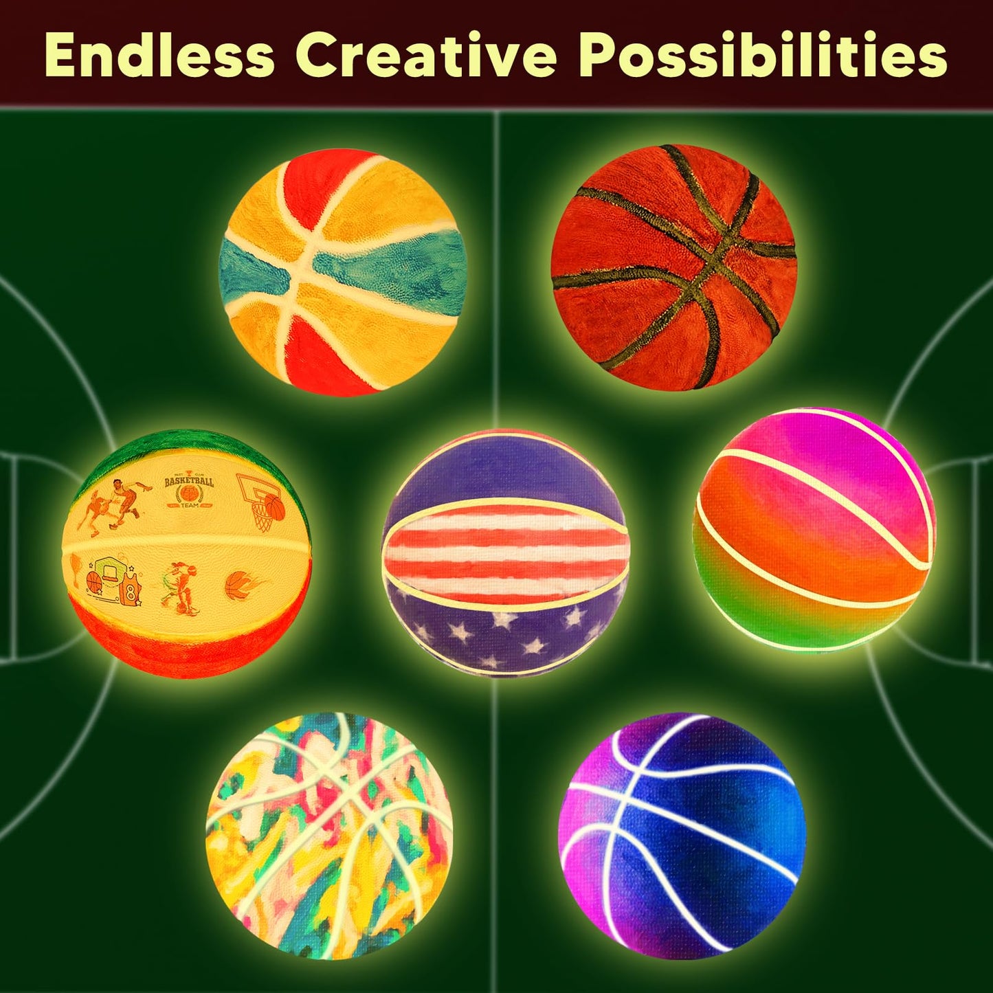 Minleway Paint Your Own Basketball Lamp Kit,16 Colors 5.9 Inch DIY 3D Basketball Night Light,Arts and Crafts for Kids Ages 4-12,