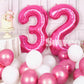Suwen 40 Inch Large Hot Pink 32 Balloon Numbers Big Foil Helium Number Balloons 0-9 Jumbo Happy 32Nd Mylar Birthday Party Decora