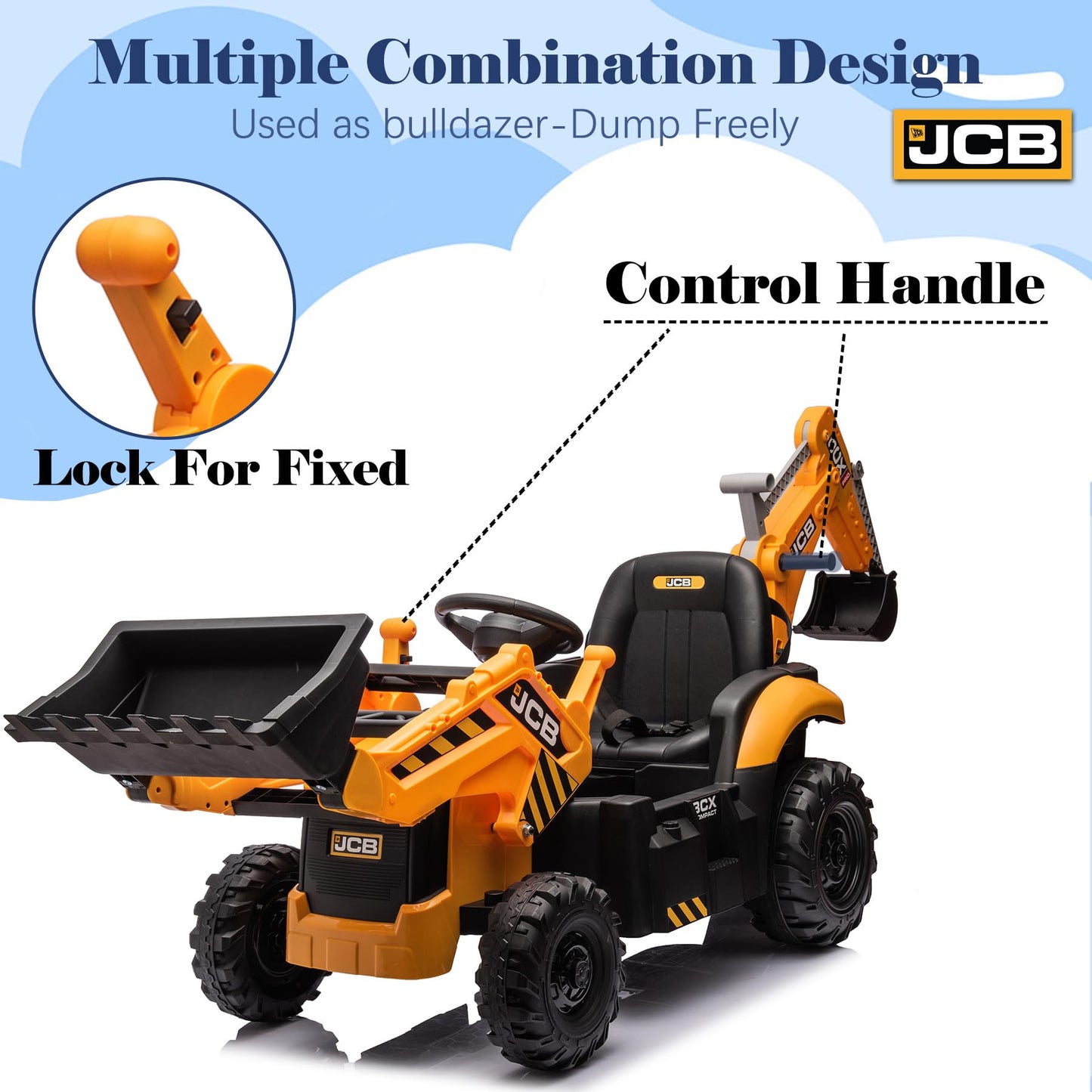 NEECHIPRO 24V Yellow Ride On Excavator for Kids 3-8 - Construction Electric Vehicle with Remote Control, Adjustable Speeds, Digging Arm