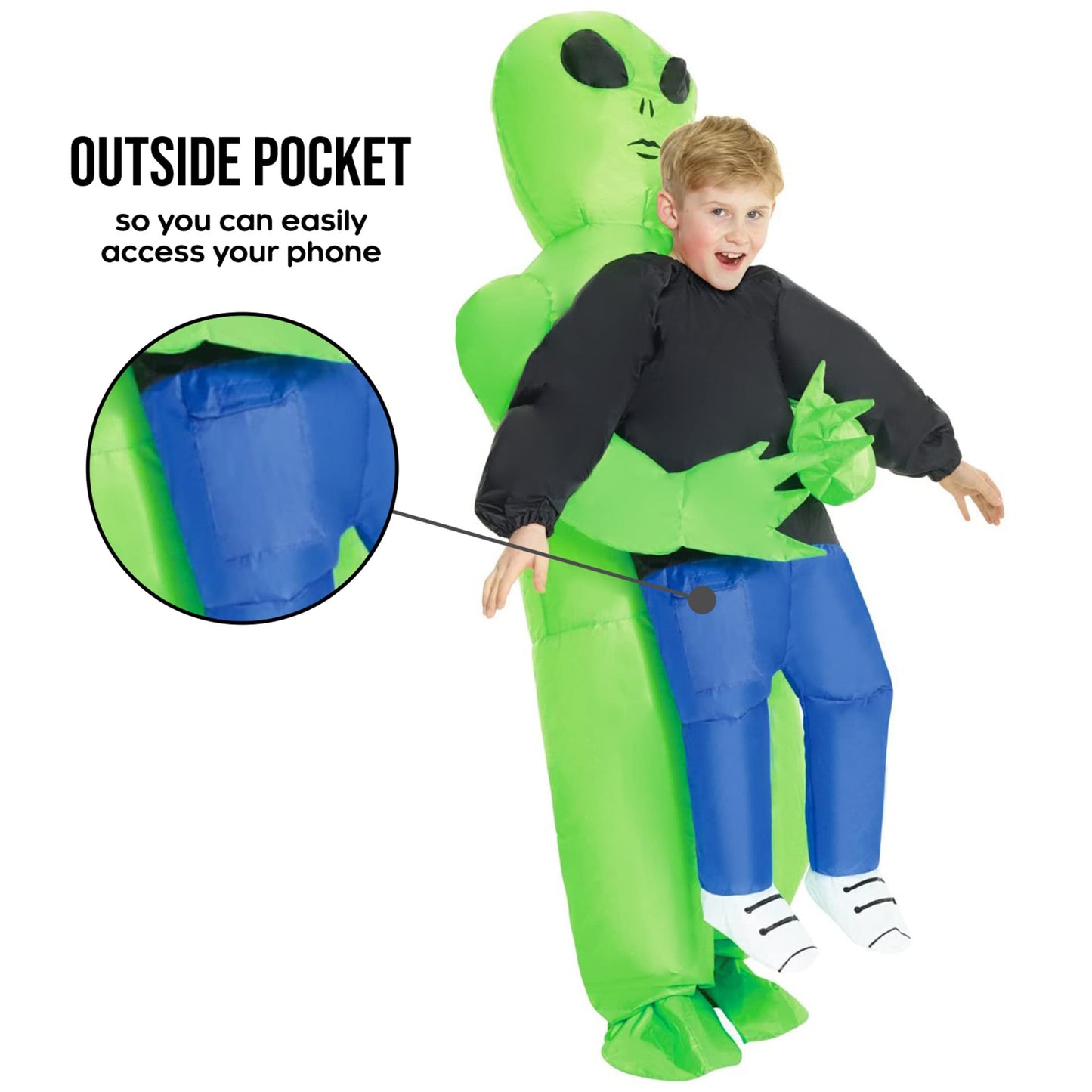 Morph Kids Inflatable Alien Costume, Blow Up Alien Outfit for Children, Halloween Costumes for Kids, Boys Halloween Costume