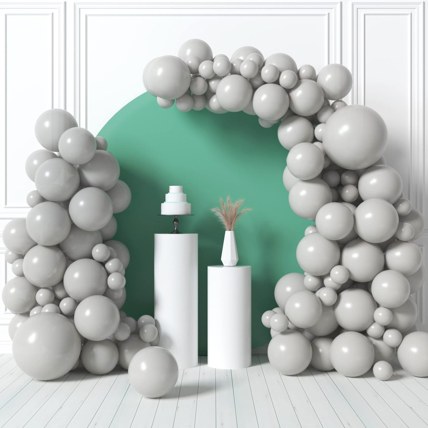 House Of Party Pastel Gray Balloons - Grey Balloon Garland, 5/12/18 Inch Grey Balloons Different Sizes Pack For Graduation Party