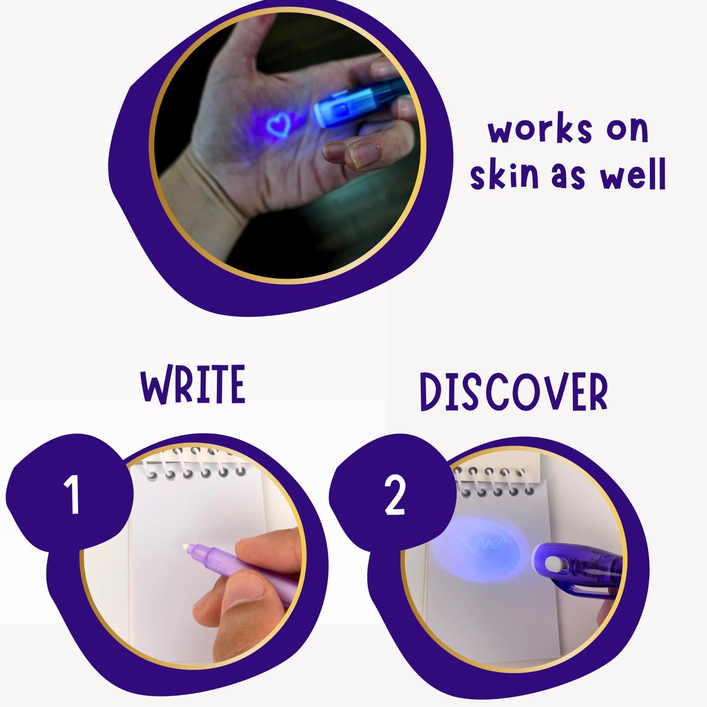 4E's Novelty 12 Invisible Ink Pen with UV Light, 12 Mini Top Secret Notebook and 12 White Goodie Bags - Fun Bulk Party Favors fo