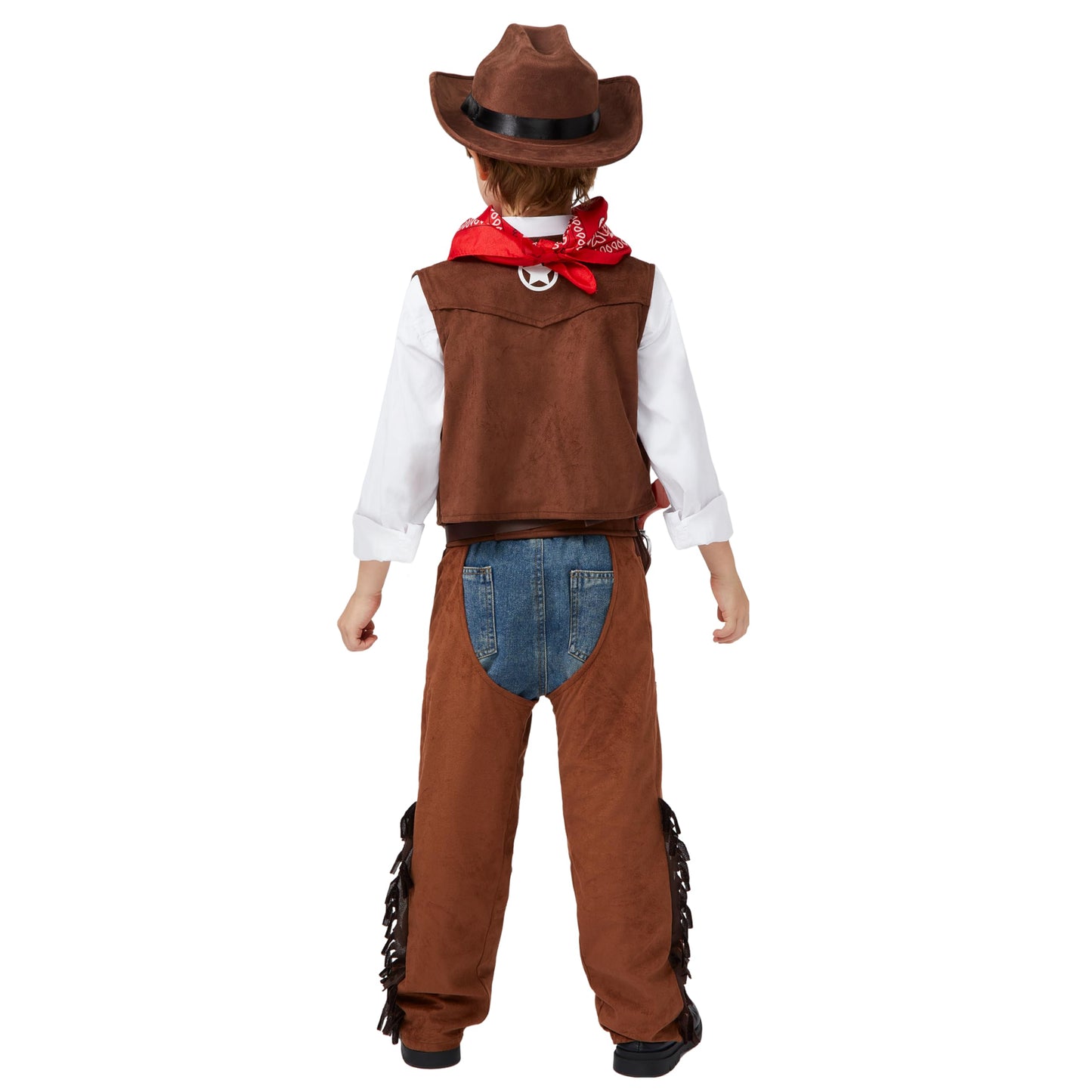 Spooktacular Creations Halloween Cowboy Costume For Boys, Kids Brown Western Costume, Deluxe Cowboy Outfit Set With Hat For Toddler Halloween Dress-Up, Roleplay Themed Party (Large, 10-12 Yrs)