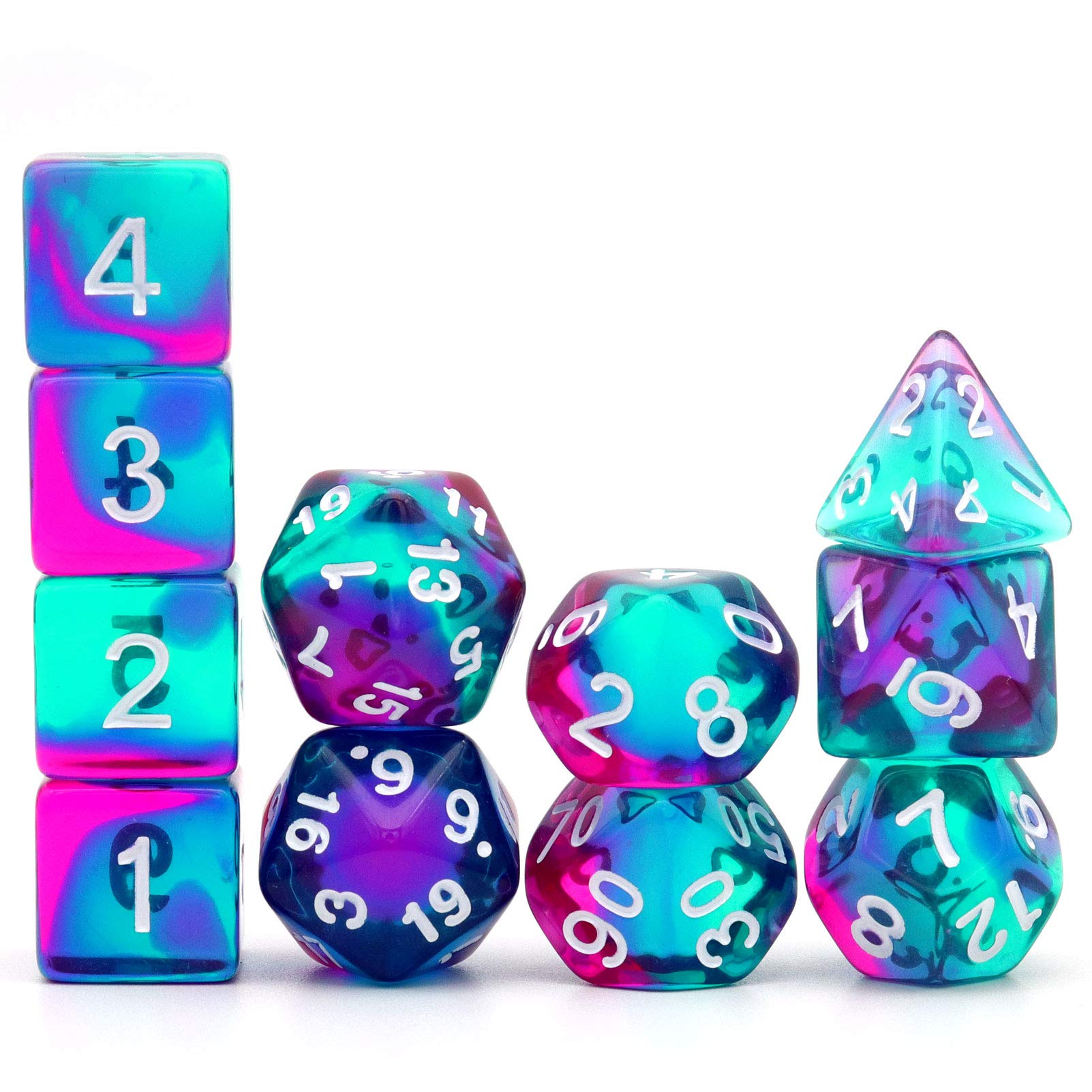 Haxtec 11 Piece DND Dice Set Extra D6 D20 Purple Blue Polyhedral D&D 5e Dice for Roleplaying Dice Games Compatible with Dungeons