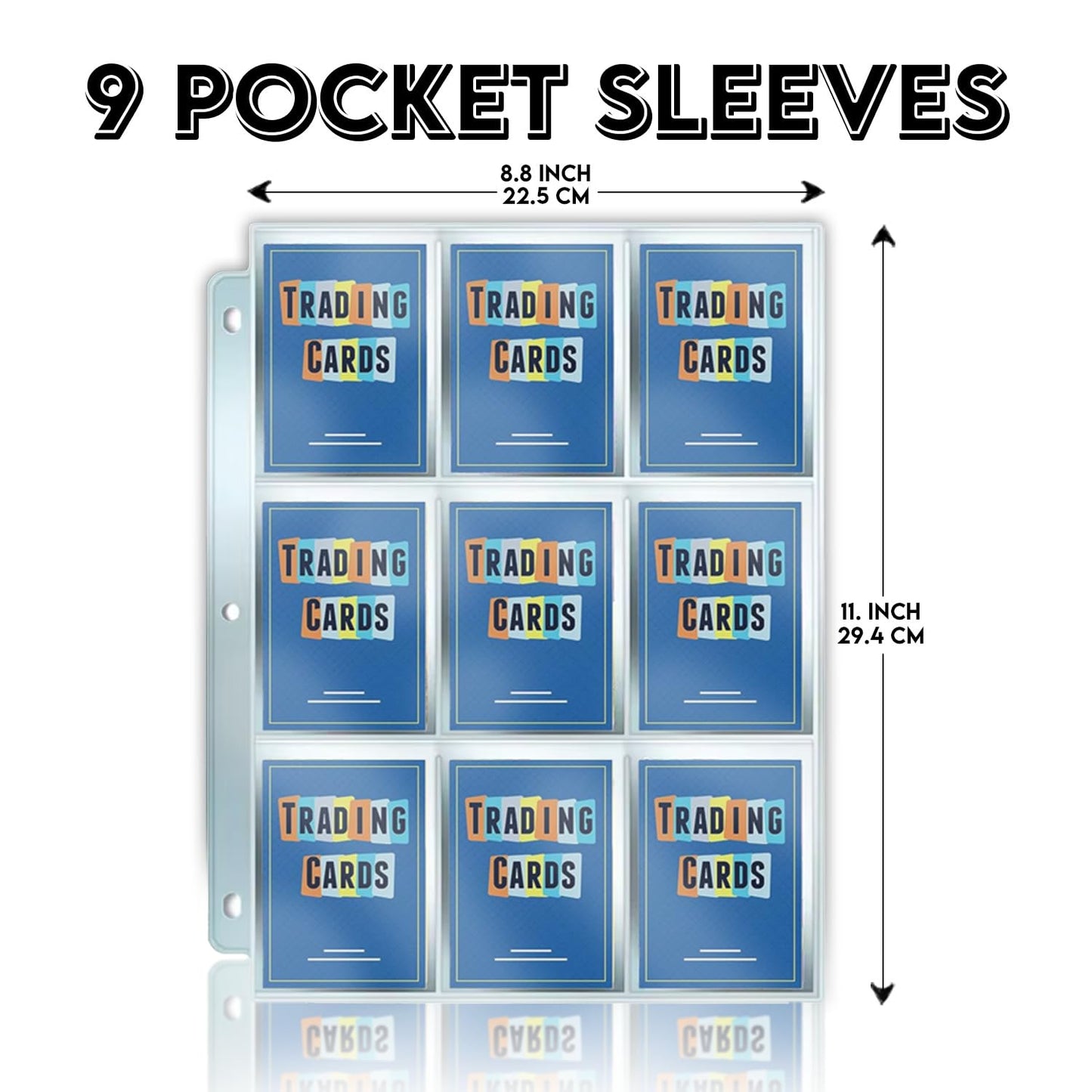 1800 Pockets Trading Card Sleeves  enhanced 9-Pocket 100 Pages  Double-Sided Baseball Binder Sleeves  Protectors Binder Sheets for TCG Card Storage - Fits 3 Ring Binder (100 Sheets)