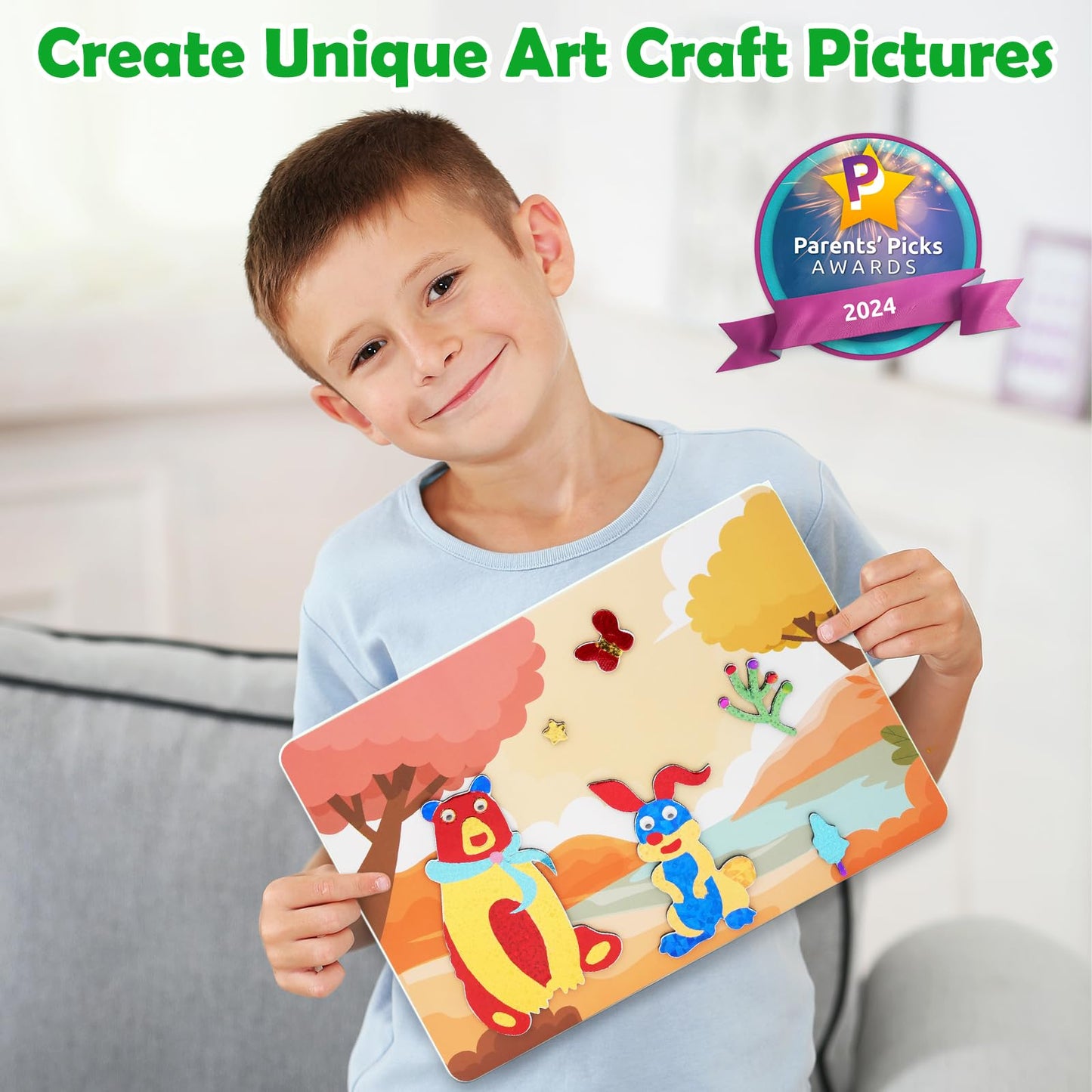 Zmlm Foil Art Kit For Kids - Arts Crafts Fun Mess Free Activity, Gifts For Ages 4 5 6 7 8 9 Girls Boys, Crafts For Kids Creative Birthday Easter Valentines Gifts Toys (Dinosaur & Animal)