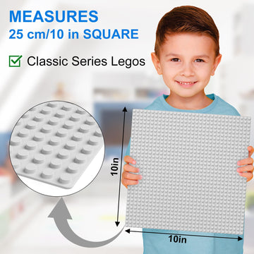 Pokiiulk Classic Baseplates Building Plates, 2 Pack 10'' X 10'' Building Bases Compatible With All Major Brands, Classic Basplat