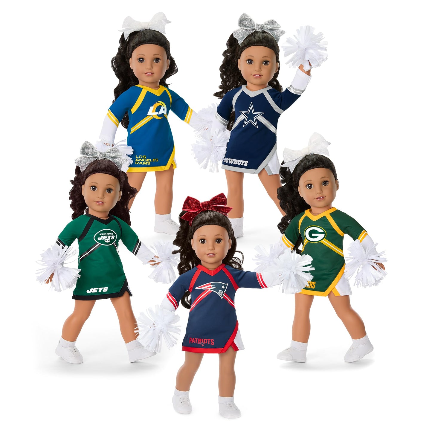American Girl 18" Doll Cheer Uniform Set, Multi-Color with Pom Poms, Navy and Red, Model HPY01, Ages 6+