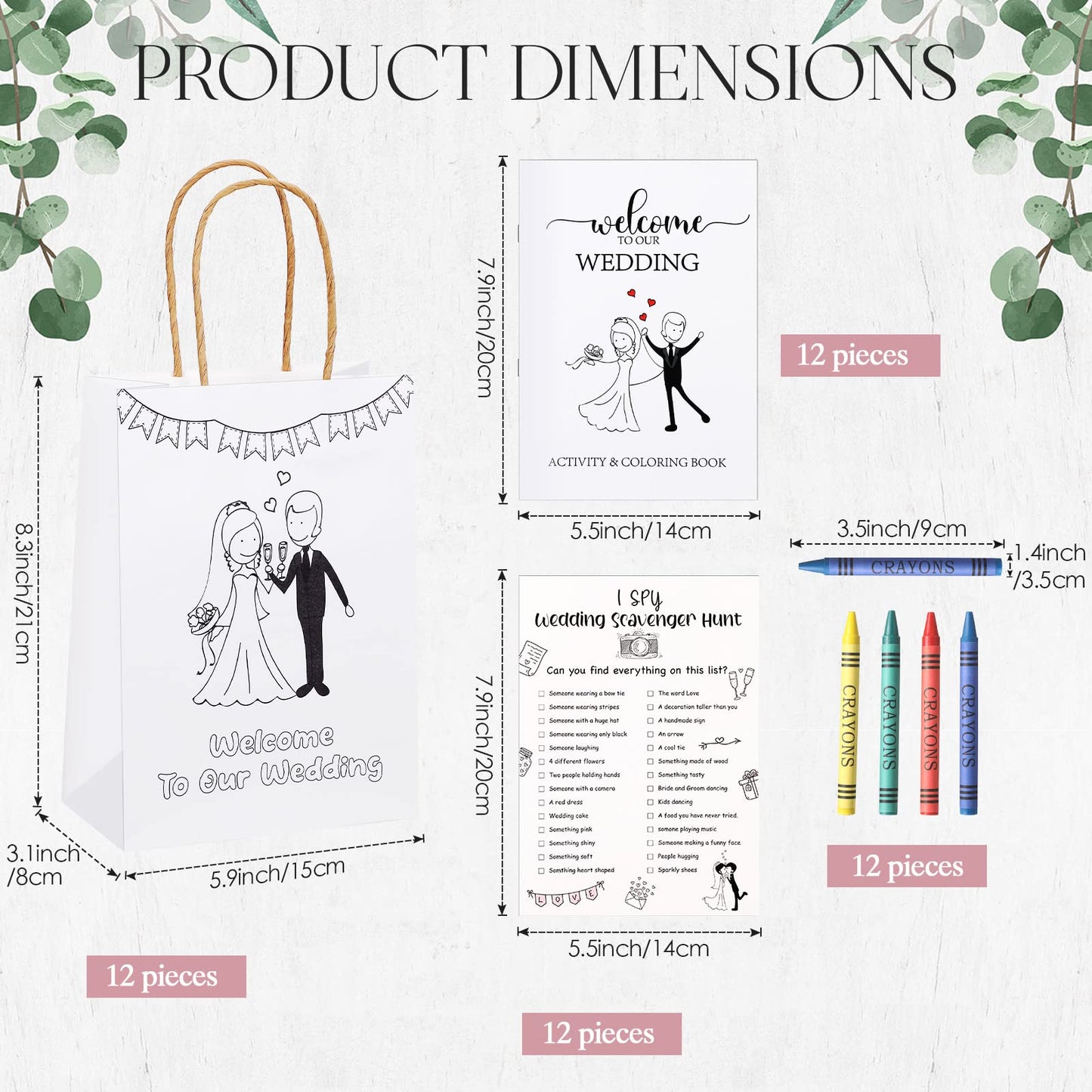 Gueevin Wedding Coloring Books for Kids - 48 Pcs, Individually Packaged, Paper, Goodie Bags & Scavenger Hunt Sheets