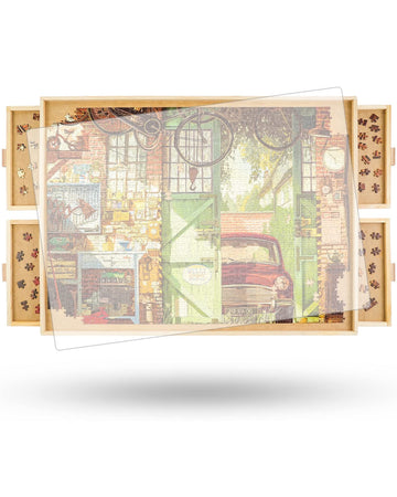 All4Jig 2000 Piece Rotating Puzzle Board With Drawers And Cover,29.7'X41.3'Portable Wooden Jigsaw Puzzle Table For Adults Portable,Lazy Susan Spinning Puzzle Boards Birthday Gift For Mom