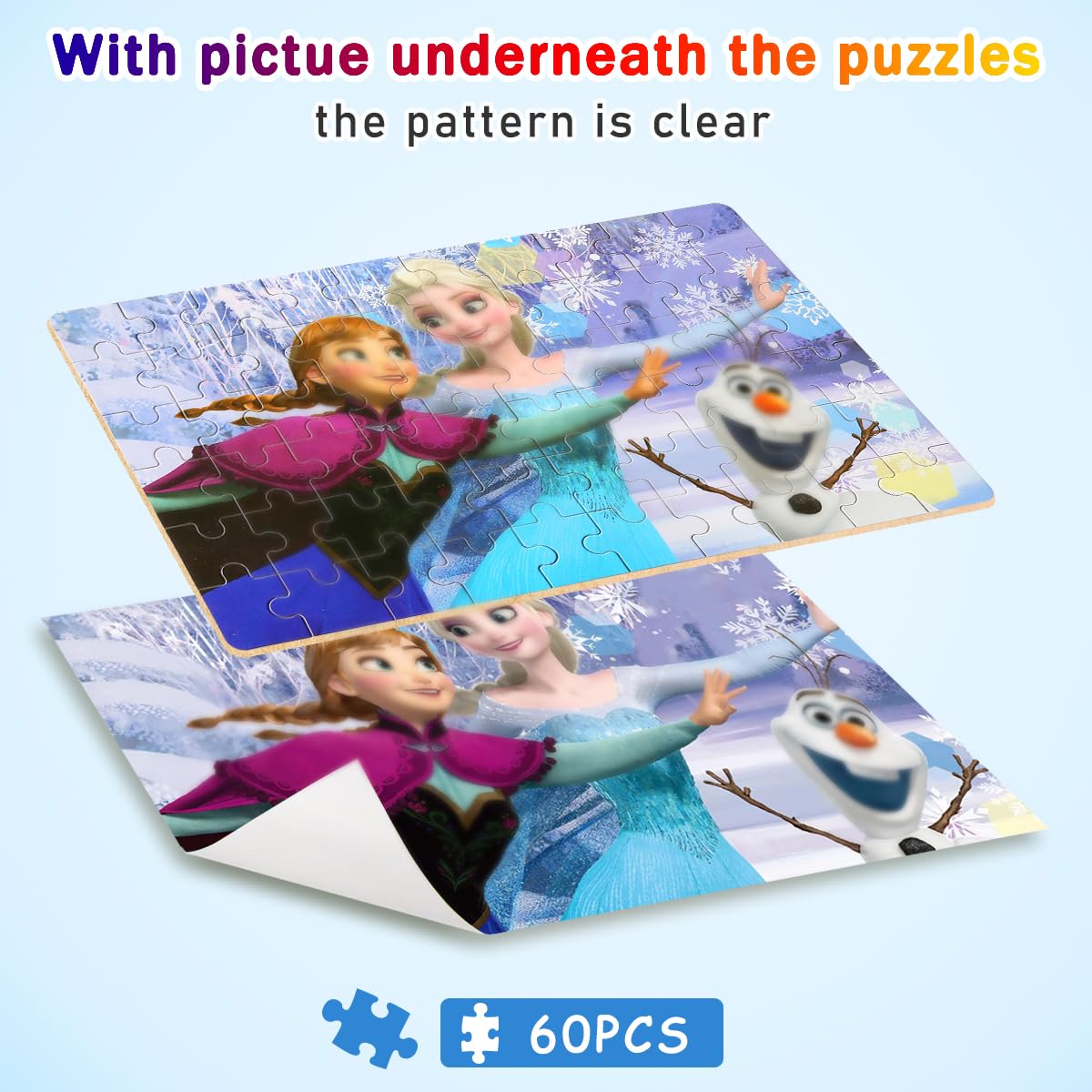 Puzzles For Kids Ages 4-8,Kids Puzzles In A Metal Box,Winter Princess Snowman Puzzles,Kids Boys Girls Learning Educational Puzzl
