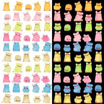 Fuyamp 100 Pieces of Mini Resin Luminous Pig in The Dark Tiny Pig Luminous Mini Portrait Mini Fairy Garden DIY Christmas Birthda