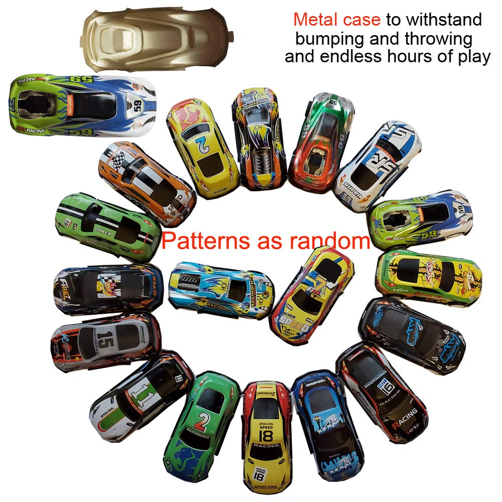 Himeeu 18Pcs Metal Pull Back Racing Car Toy Die Cast Race Car Vehicles Friction Powered Toddler Boy Car Toys 2.7 Inch