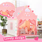 SISTICKER Kids Play Tent with Mat - Large Fairy Princess Castle, 47x41x51in, Pink Beige, Polyester, Model KP-CH-042