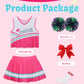 Hanerreal Cheerleader Costume For Girls, Cheer Uniform Dress Up Outfit With Accessories (Pink, Medium(4-5 T))